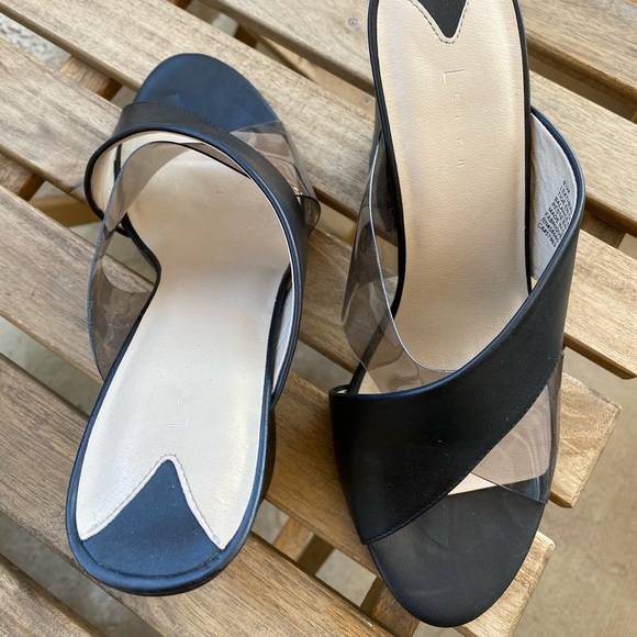 Leith Peep Toe Mules Black Size 8.5 - Picture 7 of 8